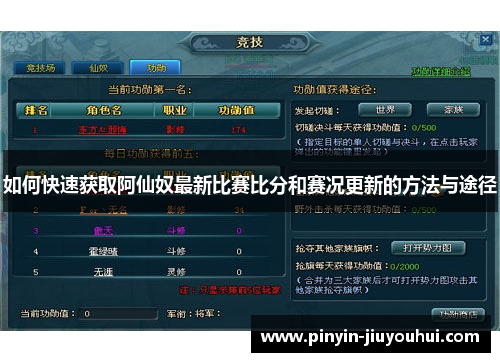 如何快速获取阿仙奴最新比赛比分和赛况更新的方法与途径